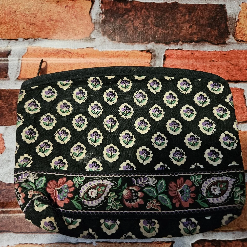 #610 Black w Purple Florals Cosmetic Bag